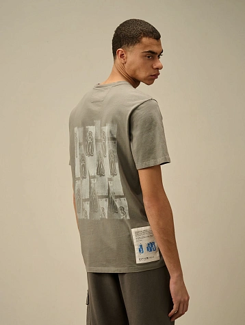 Футболка C.P. Company 24/1 Jersey Front And Back Logo Smoked Pearl