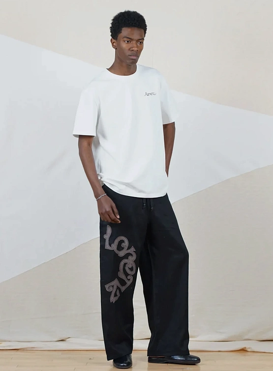Брюки lorenz Studio Appliqué Linen Pants Black