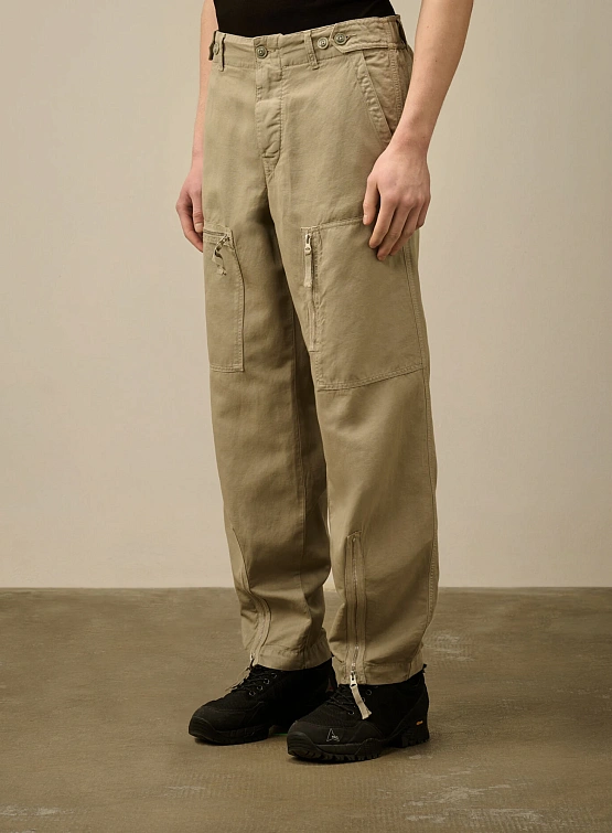 Брюки C.P. Company Cotton/Linen Cargo Vintage Khaki