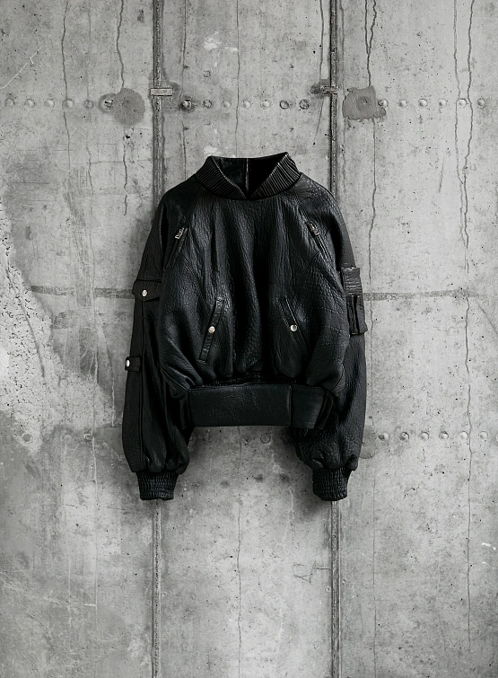 Куртка NO/FAITH STUDIOS Dried Concrete Leather Hoodie Black