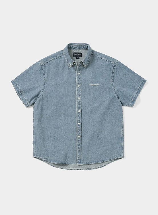 Рубашка thisisneverthat Washed Denim S/S Shirt Washed Blue