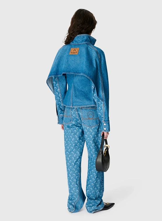Женская джинсовая рубашка Marine Serre Moon Laser Blue Wash