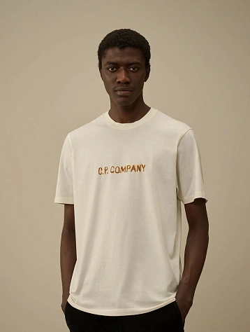 Футболка C.P. Company 30/1 Jersey Logo Gauze White