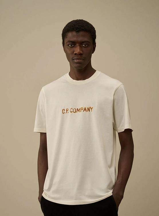 Футболка C.P. Company 30/1 Jersey Logo Gauze White