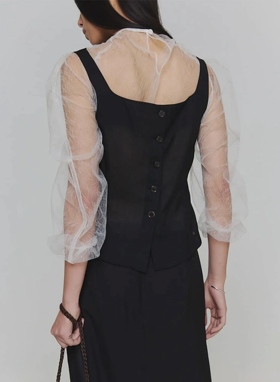 Женский жилет AMOMENTO Scoop Neck Two Way Black