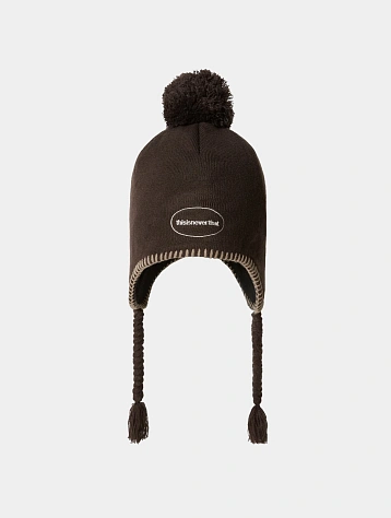 Шапка thisisneverthat Pom Earflap Beanie Brown