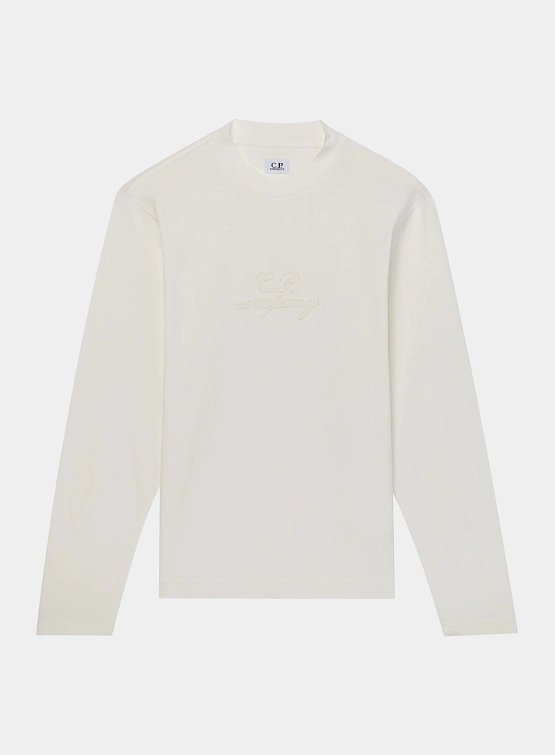 Лонгслив C.P. Company 1020 Jersey Logo Gauze White