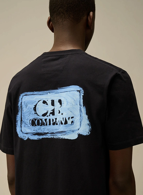 Футболка C.P. Company 30/1 Jersey Graphic Logo Total Eclipse