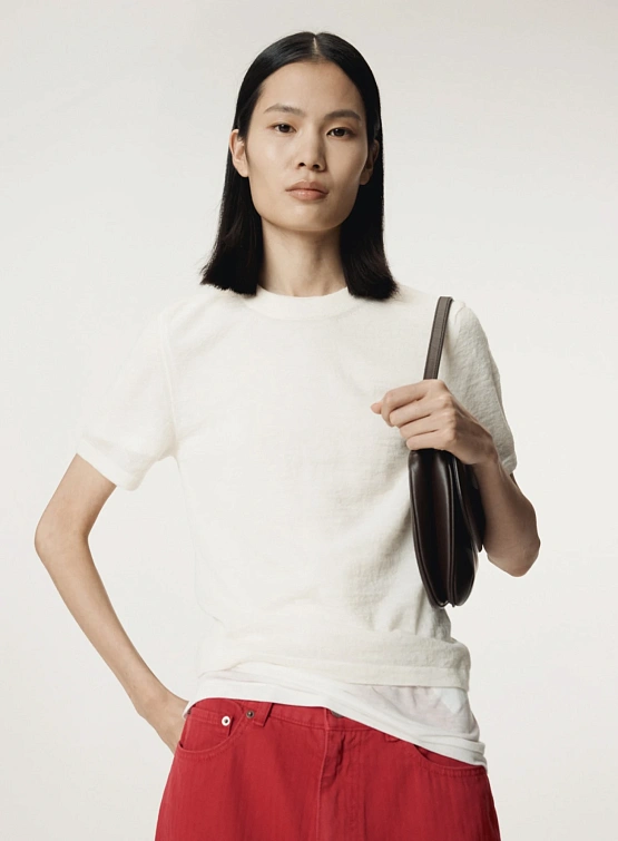 Женская футболка Recto RC Embroidery Sheer Knit Cream