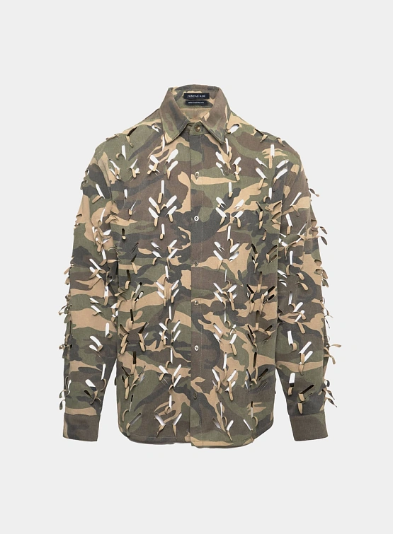Рубашка JUNTAE KIM Laser-Slashed Camouflage