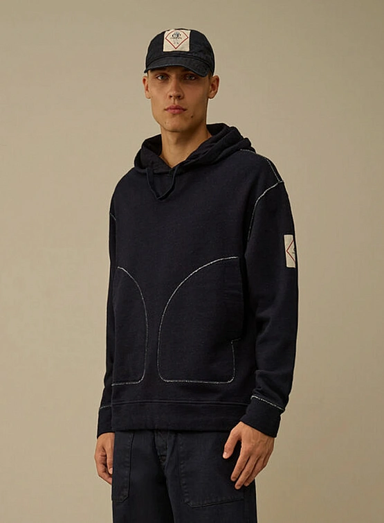 Худи C.P. Company Indigo Fleece Hooded Denim Norma