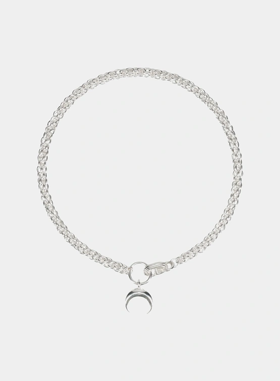 Ожерелье с подвеской Marine Serre Rhinestone Plated Moon Braided Shiny Silver