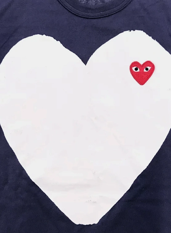 Футболка Comme des Garçons PLAY Large White Heart Navy
