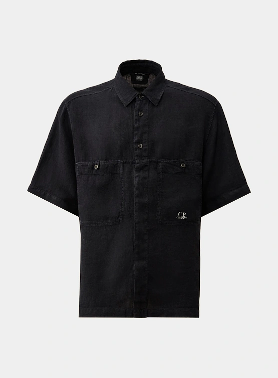 Рубашка C.P. Company Linen Boxy Short Sleeve Black
