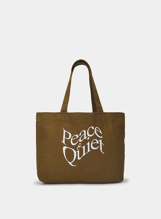 Тоут MUSEUM OF PEACE & QUIET Wordmark Distressed Coffee