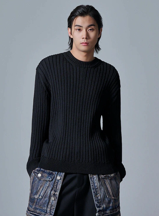 Свитер JUUN.J Vertical Rib Pattern Sweater Black