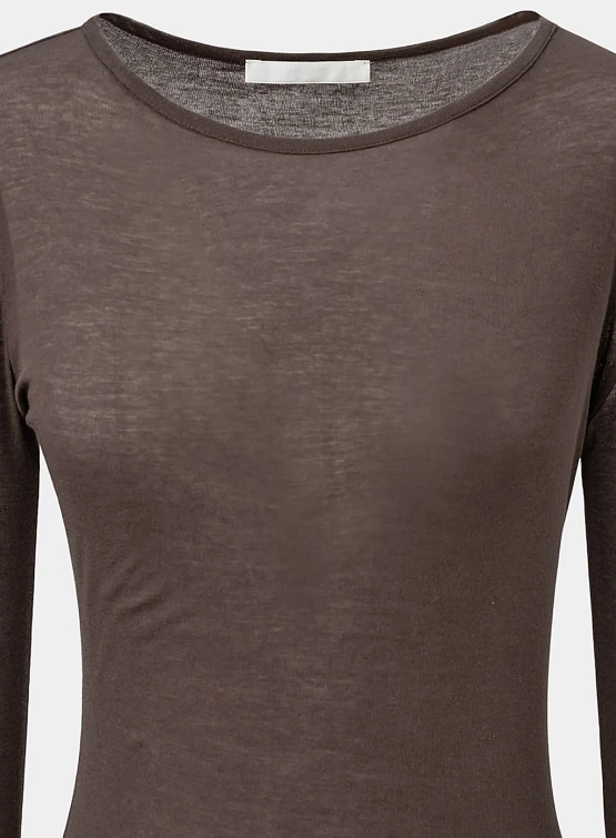 Женский лонгслив AMOMENTO Round T-Shirts Brown