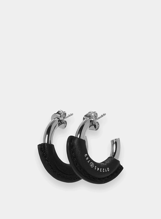 Серьги MM6 Maison Margiela Silver Calfskin Hoop Earrings