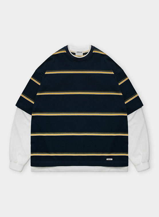 Лонгслив ANGLAN Round Layering Stripe Long Sleeve Navy