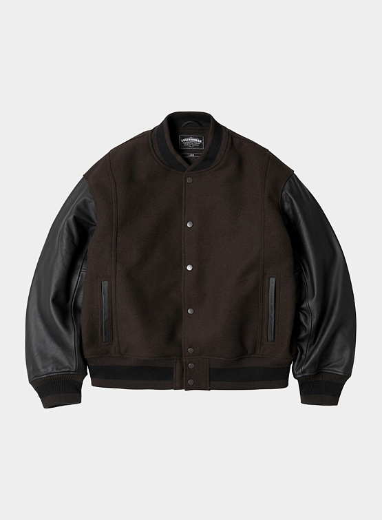 Бомбер FrizmWORKS Cowhide Leather Varsity Brown