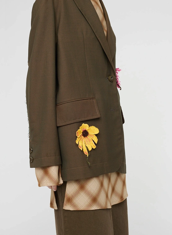 Женский блейзер Song for the Mute "Flower" Square Brown