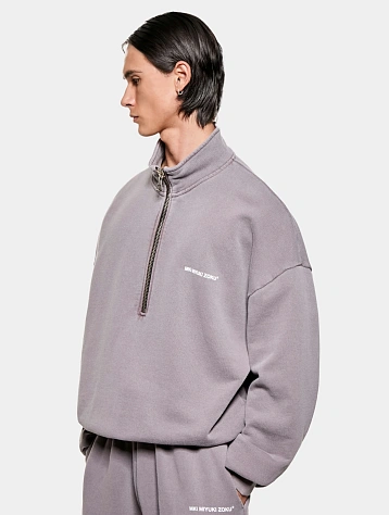 Халф-зип MKI MIYUKI ZOKU Uniform Pigment Raisin