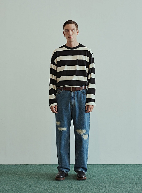 Лонгслив Uniform Bridge Naval Stripe L/S Tee Black