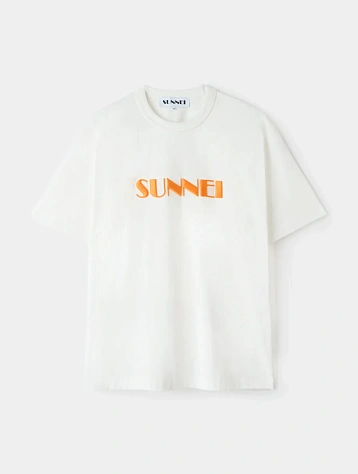 Футболка Sunnei Classic Big Logo Embroidered Off White/Peach