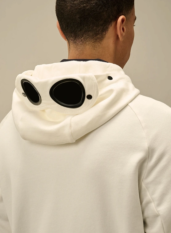 Зип-худи C.P. Company Diagonal Raised Fleece Goggle Gauze White