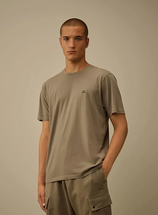 Футболка C.P. Company 30/1 Jersey Logo Patch Fallen Rock