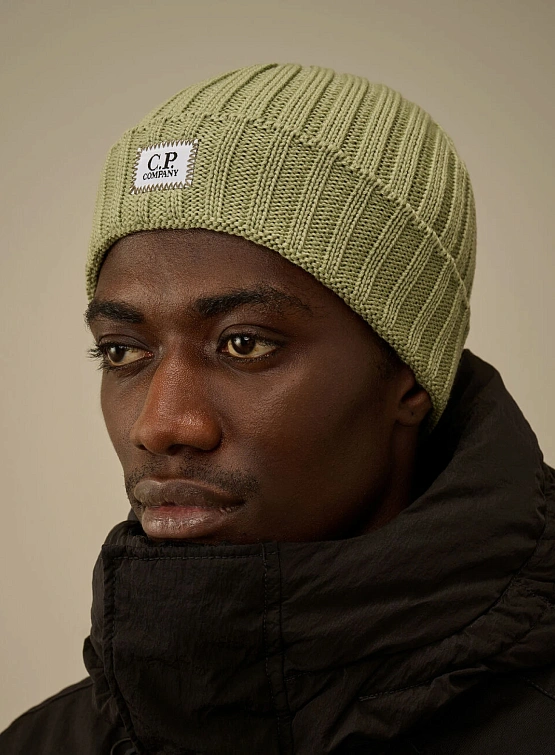 Шапка C.P. Company Extrafine Merino Wool Logo Tea