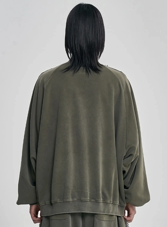 Толстовка AJOBYAJO Lace Trimming Raglan Track Khaki