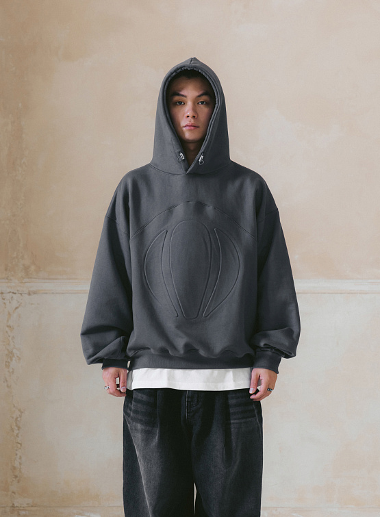 Худи ANGLAN Emboss Balloon Line Hoodie Charcoal