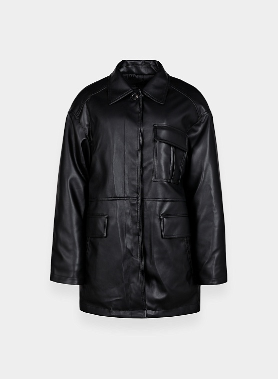 Женская куртка System Studios Fake Leather Padded Black