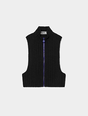 Женский жилет OPEN YY Ribbed Zip Knit Vest Black