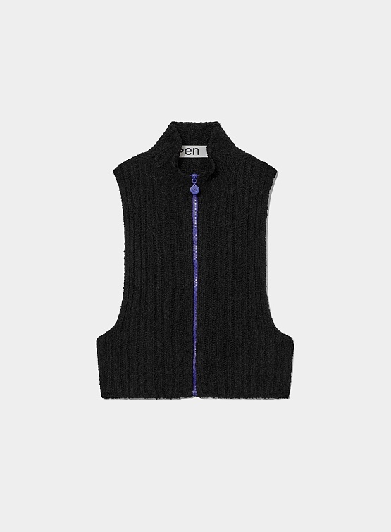 Женский жилет OPEN YY Ribbed Zip Knit Vest Black