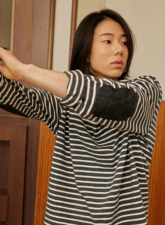 Лонгслив FrizmWORKS Patch Stripe Boat Neck Navy