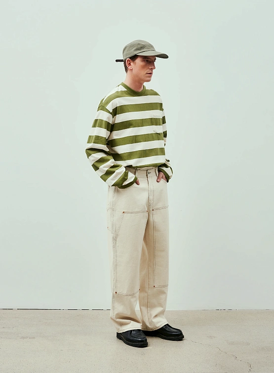 Лонгслив Uniform Bridge Naval Stripe Pocket L/S Tee Olive