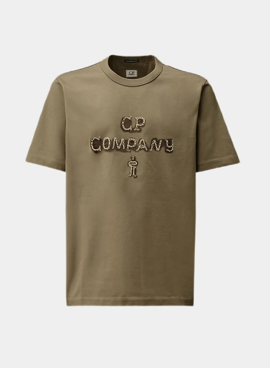 Футболка C.P. Company Mercerized 30/2 Jersey Twisted Logo Fallen Rock