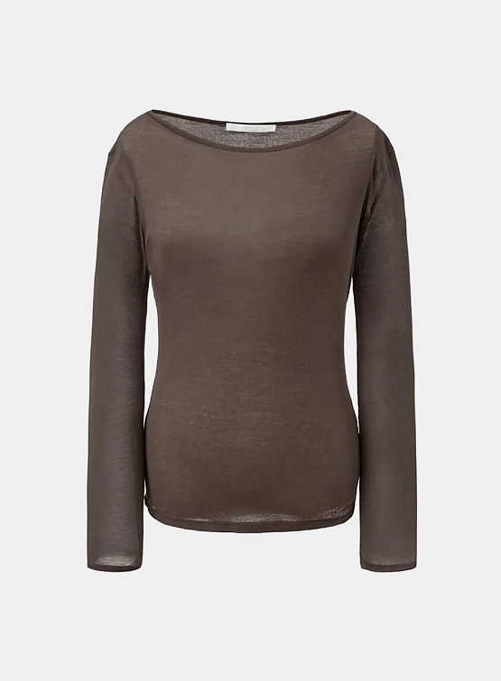 Женский лонгслив AMOMENTO Round T-Shirts Brown