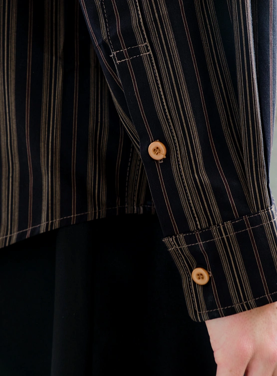 Рубашка Uniform Bridge Vintage Stripe Work Shirts Black