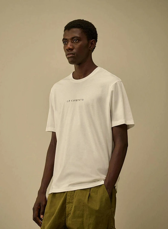 Футболка C.P. Company 30/1 Jersey Logo Gauze White