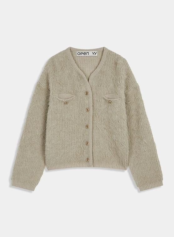 Женский кардиган OPEN YY Shaggy Cardigan Beige
