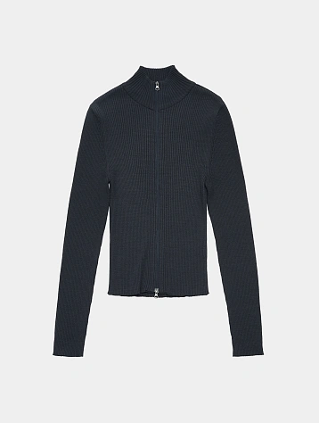 Женский кардиган AMOMENTO RIibbed Mock Neck Cardigan Dark Navy