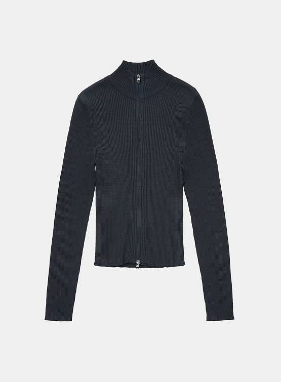 Женский кардиган AMOMENTO RIibbed Mock Neck Cardigan Dark Navy