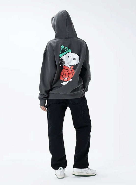 Худи MARKET Peanuts Puffer Hoodie Washed Black