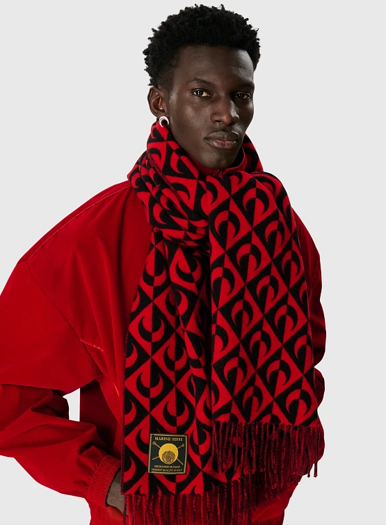 Шарф Marine Serre Moon Lozenge Wool Black/Red