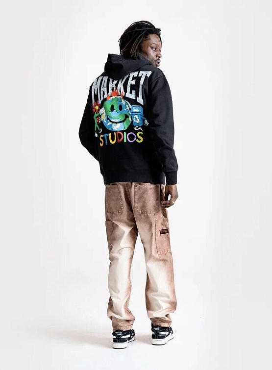 Худи MARKET Smiley Studios Hoodie Washed Black