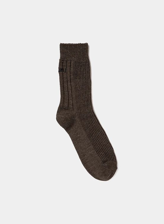 Носки JUUN.J Logo Wool Crew Socks Brown