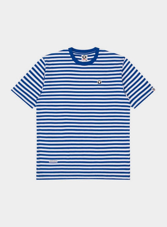 Футболка AAPE Moonface Striped Cotton Tee Blue